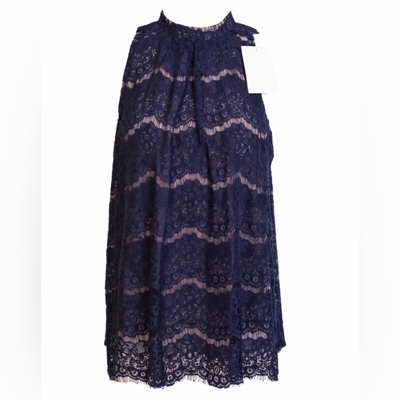 love, Fire Tops - FULLY LINED 𝅺LOVE, Fire Blue Lace Sleeveless Top NWT